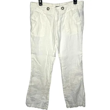 Sanctuary White Linen Relaxed Bootcut Boho Beach Pants Women's Size 29 