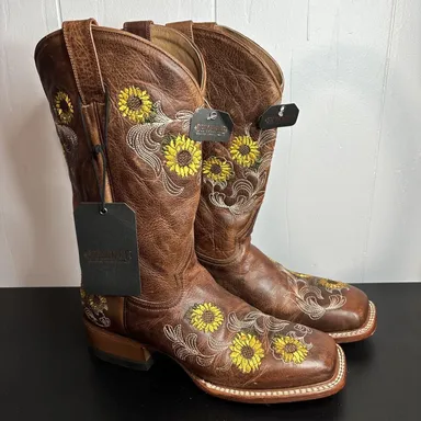 Shyanne Josie Western Boot Brown Womens Size 10M Sunflower Floral Preloved