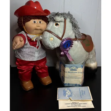 CABBAGE PATCH KIDS Doll WESTERN COWBOY Freckles 1985 and SHOW PONY Horse 1984