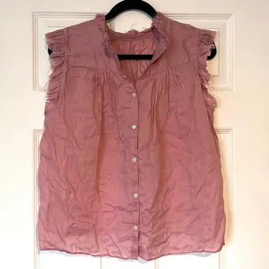 Frame Button-Down Short Sleeve Blouse - Size L