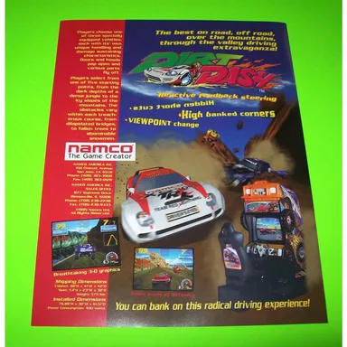 Dirt Dash Arcade Art Print FLYER Original NOS Video Game Promo 1995 Vintage Reto