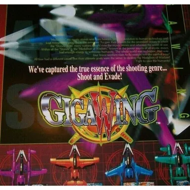 GigaWing Arcade Flyer 1999 Original NOS Video Game Space Shooter Artwork Promo