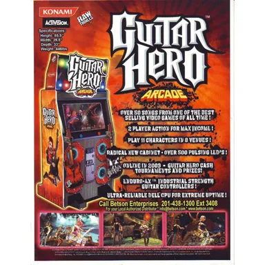 Guitar Hero Arcade FLYER 2009 Original NOS Art Print Sheet Rock And Roll