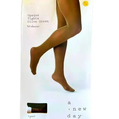 Women's 50D Opaque Tights - a New Day™ Olive Green S/M