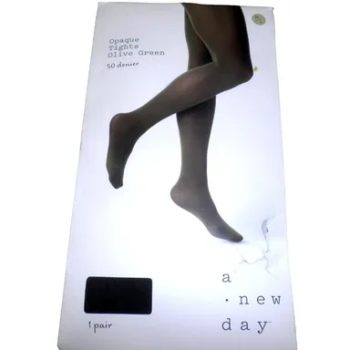 Women's 50D Opaque Tights - a New Day™ Olive Green M/L