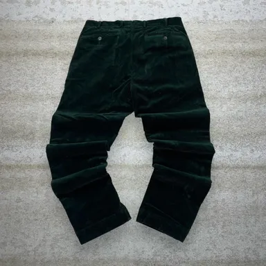 Polo Corduroy Pants 30x28 Slim Fit Forest Green Flat Front Trousers