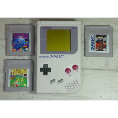 Nintendo Game Boy Gray DMG-01 Bundle Tetris Castlevania Adventure Tennis TESTED