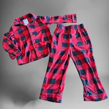 3T Wondershop Pajama Set Plaid Flannel Button-Down Long Sleeve Country Cottage