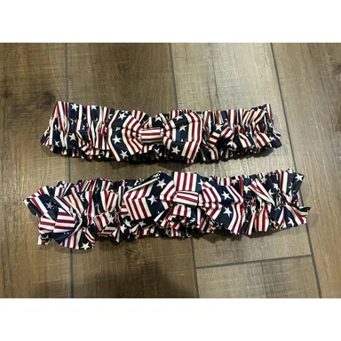 Longaberger ALL AMERICAN Large & XL Basket Garters Star Spangled Stripes NEW patriotic