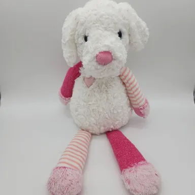 Aurora Purely Luxe Dog Plush Stuffed Puppy 16" Curly White Pink Soft Long Legs
