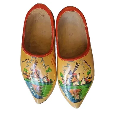 Vintage Dutch Hand Carved Wooden Clogs Shoes Klompen Holland 5"