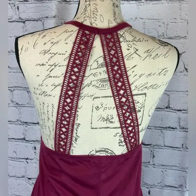Tahiti Burgundy Maxi Dress - Embellishment on the back - XL