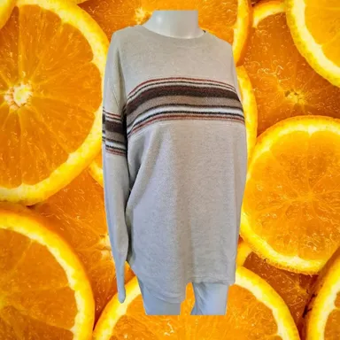 Retrofit Crew Neck Sweater with Stripe in the Center Size XL