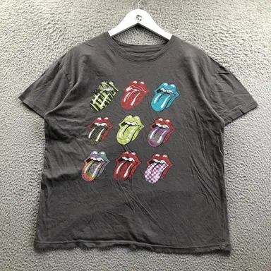 The Rolling Stones T-Shirt Women's XL Short Sleeve Tongue Graphic Crew Neck Gray