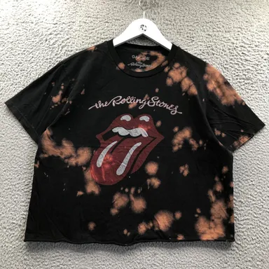 The Rolling Stones Cropped T-Shirt Women's M Short Sleeve Tongue Graphic Black