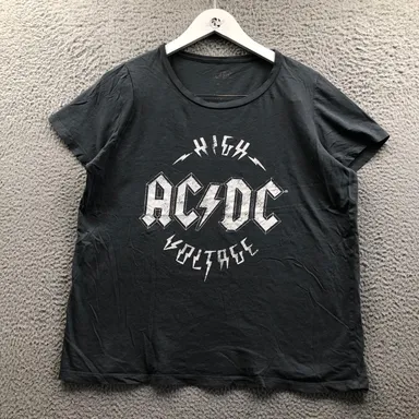 AC/DC High Voltage T-Shirt Women's Large L Short Sleeve Graphic Crew Neck Gray