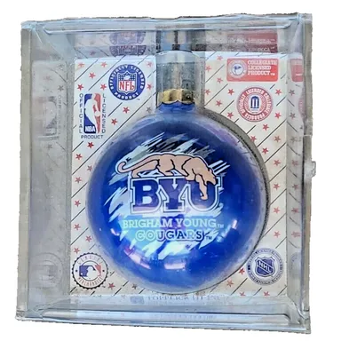 Sports Collecters Series BYU Cougars Glass Christmas Ornament Globe Ball
