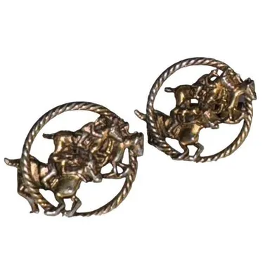 Vintage Gold Tone Double Jockey and Horse Cufflinks