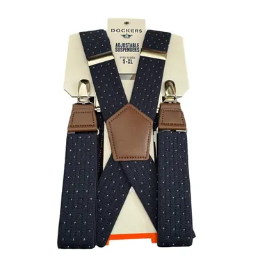 Dockers Adjustable Suspenders Fits Sizes S-XL Navy with Dots NWT Levi Strauss