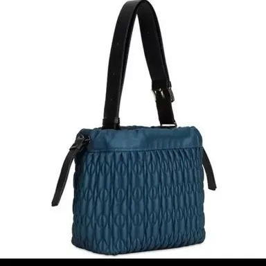 Furla Blue Caos Drawstring Quilted Leather Shoulder Bag — Rare!!