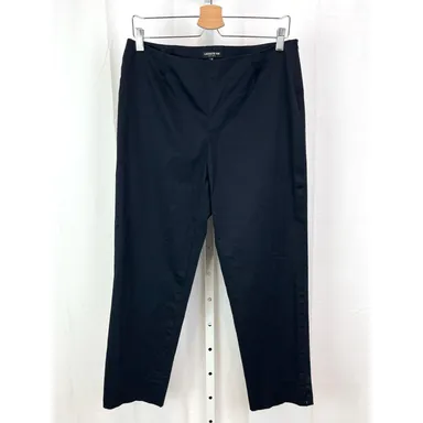 LAFAYETTE 148 Flat Front Side Zip Ankle Crop Pants Stretch Cotton Black Size 10