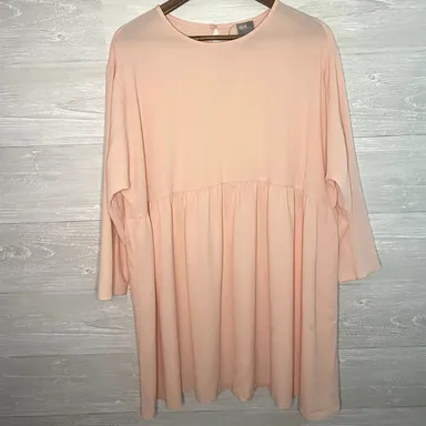 NWT ASOS Pink Blush Baby Doll 3/4 Long Sleeve Keyhole Dress - Plus Size 14