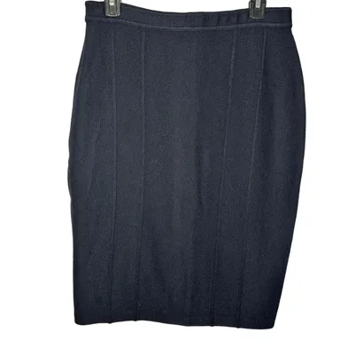 St. John Black Santana Knit Straight Pencil Knee Length Skirt Women's Size 8