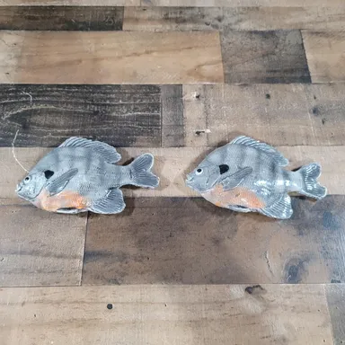 2 Home Made Blue Gill Wall Plaques Approximently 9 to 9.5" Long