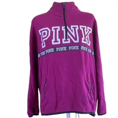 Victoria's Secret PINK Quarter-Zip Sweatshirt - Medium - Purple