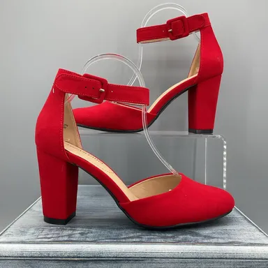 NEW Dream Pairs Women’s Angela Closed Toe High Heels Red Size 8.5