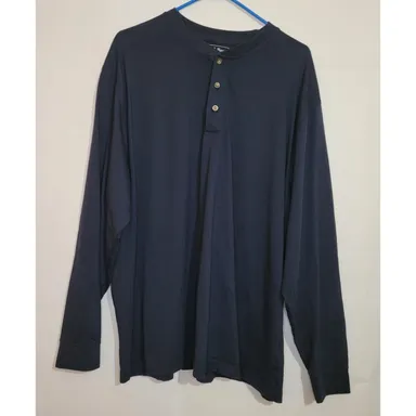 L.L. Bean black long sleeve 100% cotton henley shirt