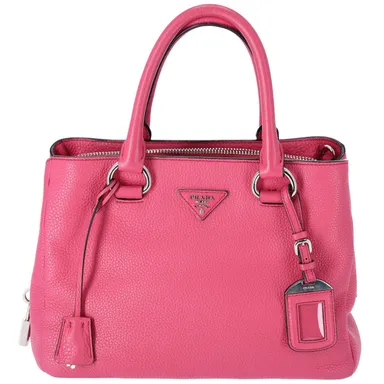 PRADA Triangle Logo Triple Compartment Satchel Handbag BN2853 Pink Leather