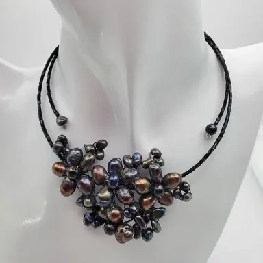 Gothic all natural rainbow prism dyed pearl necklace‎ N0908