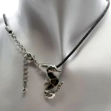 nautical seahorse silver tone‎ charm necklace