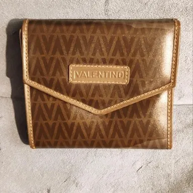 EUC VINTAGE M. VALENTINO ZUCCA MONOGRAM BI-FOLD SNAP WALLET WITH COIN POUCH