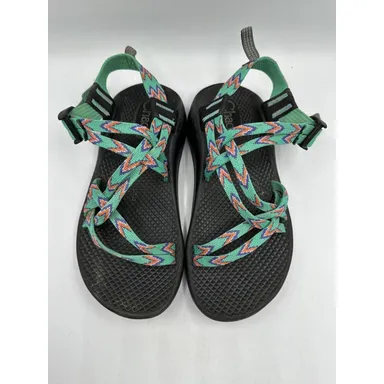 Chaco ZX/1 Youth Girls Sz 3 Shoes Green Purple Strappy Adjustable Hiking Sandals