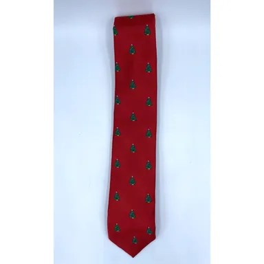 Robert Talbott Christmas Tie Red Trees Hand Sewn Necktie Culwell & Sons USA