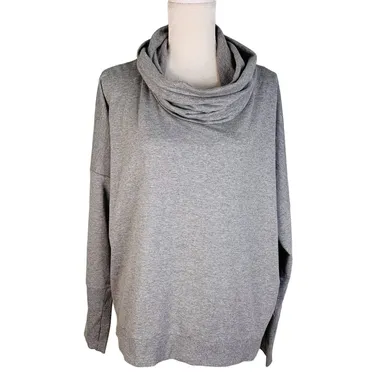 Onque Casual Top Shirt XL Heather Gray Cowl Neck Long Sleeve Stretch New