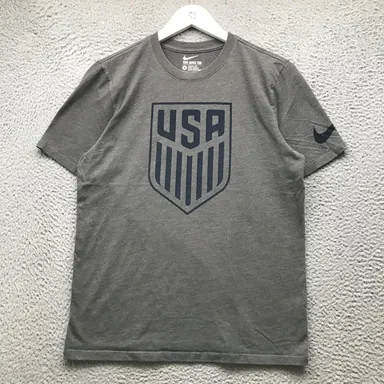 Nike USA T-Shirt Mens Medium M Short Sleeve Athletic Cut Swoosh Heathered Gray