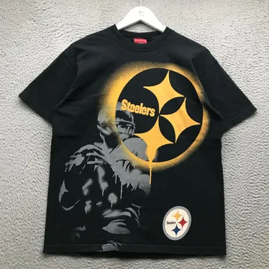 Pittsburgh Steelers NFL T-Shirt Mens Medium M Short Sleeve All Over Print Black