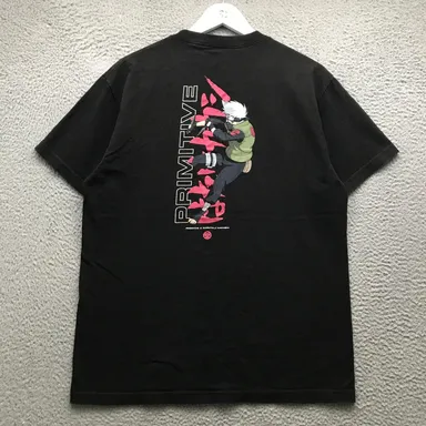 Naruto Shippuden Primitive Kakashi Hatake T-Shirt Men Large L Short Sleeve Black