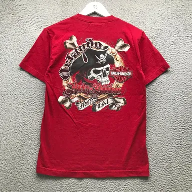 Harley Davidson Orlando Florida USA T-Shirt Men Small S Short Sleeve Graphic Red
