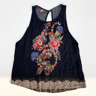 Farm Rio : Floral & Indie Print Billowy Lightweight Keyhole Bank Tank : XS P