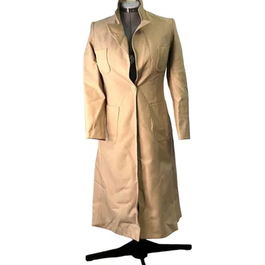 Vintage women’s Ms Limited 1970s long tan polyester blazer coat size 9