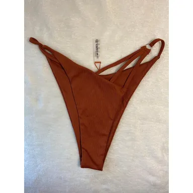 Zaful Rusty Burnt Orange Bathing suit Bottom, Bikini, Cheeky, High Waist Medium