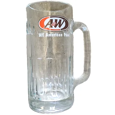 A&W Root Beer Vintage Heavy Glass Mug All American Food 6 7/8 " Tall