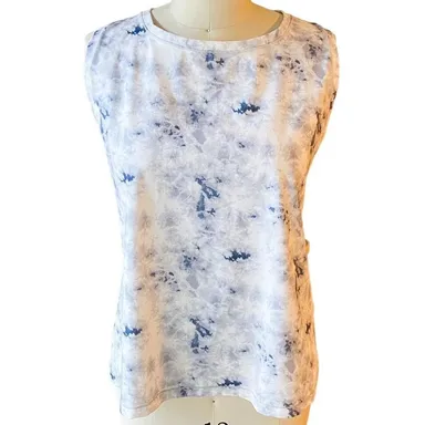 YOGALICIOUS Lux Blue Tie Dye Sleeveless Activewear Top ~ Women's Plus Size 2X