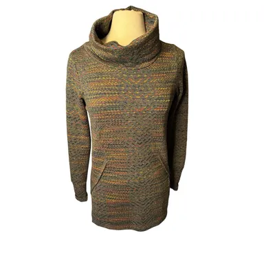 Betabrand Long Tunic Sweater Cowl Neck Size Small Grey Multicolored