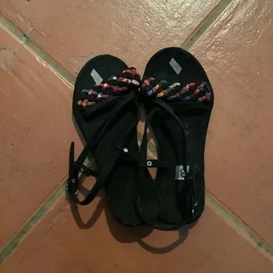 Black multicolor sandals size 3
