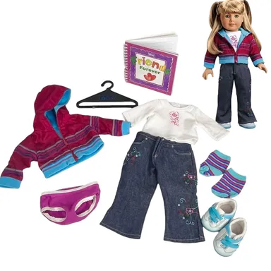 American Girl Today Doll Ready For Fun MEET OUTFIT + BOOK Top Jeans Shoes Jacket